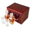 Hillwood Double Mini Decanter And Crystal Shot Glass Set & Makah Burlwood Box