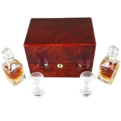 Hillwood Double Mini Decanter And Crystal Shot Glass Set & Makah Burlwood Box -Cigar World Shop 8FADFFDC BA89 4DD5 8FED A05E831458ED