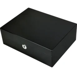 Apsley Piano Black Ebony 15-20 Cigar Humidor With Lock