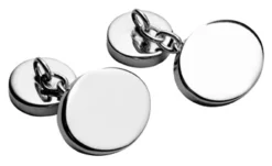 Oval Silver Chain Cufflinks Plain