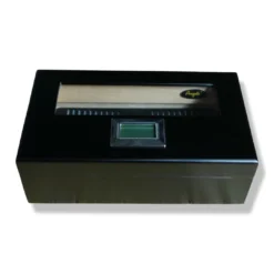 Angelo Mini Black Humidor With Window & External Hygrometer - 10 Cigar Capacity