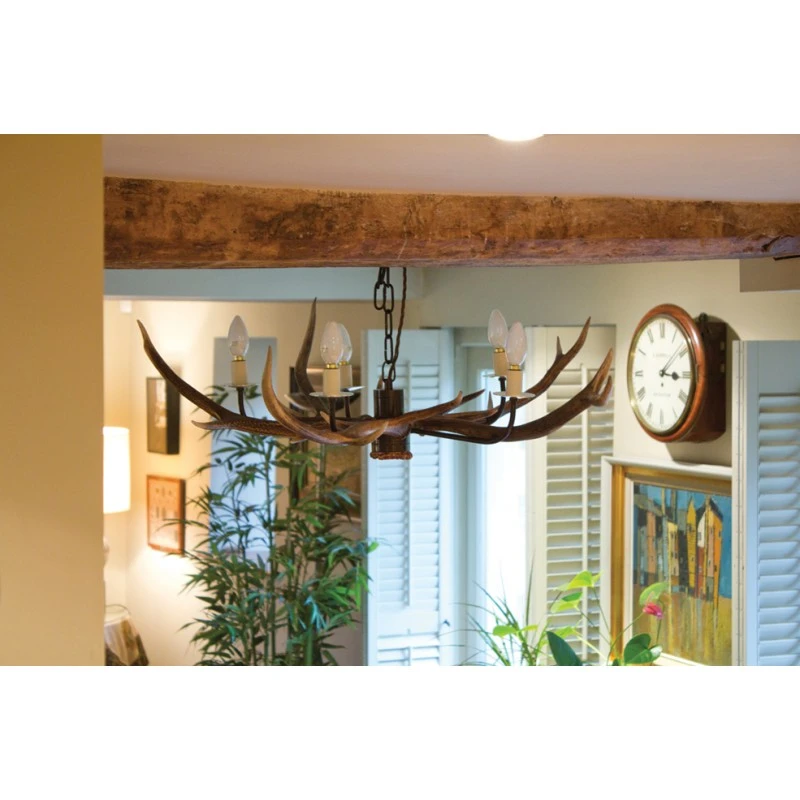 Cottage 5 Horn Antler Chandelier NEW 1 Cottage 5 Horn Antler Chandelier NEW